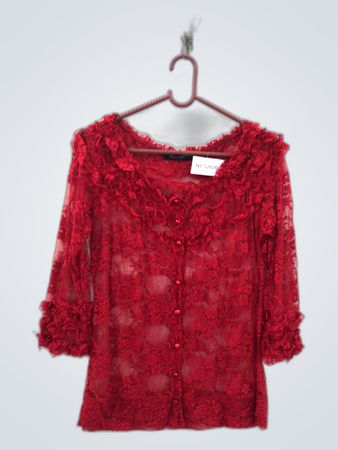RINASCIMENTO Red Lace Blouse