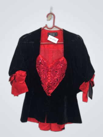 RENZO Couture Black and Red Velvet Jacket