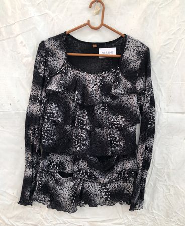Blouse with Black and White Pattern