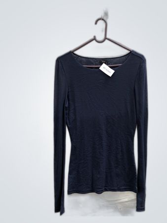 Solar Navy Blue Long-Sleeve Mesh Top