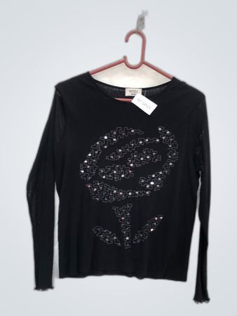 WEILL Long Sleeve Top with Rhinestone Design