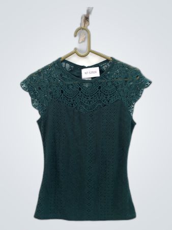 Green Lace Trimmed Top
