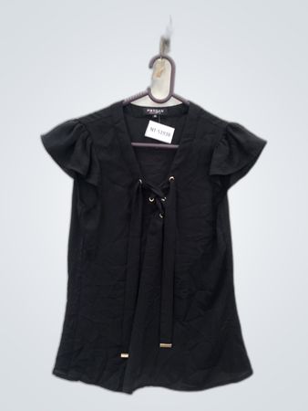 Morgan Black Tie Front Blouse