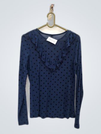 Blue Polka Dot Long Sleeve Top