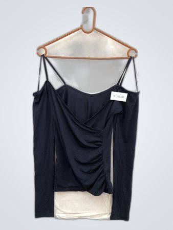 Unbranded Navy Long Sleeve Wrap Top