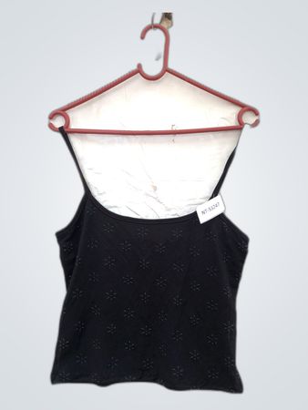 Black Tank Top with Small Floral Pattern