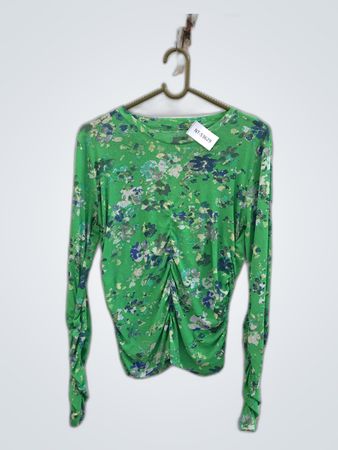 Green Floral Long-Sleeve Top