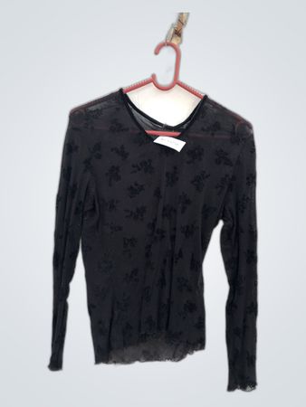 Black Long Sleeve Sheer Top