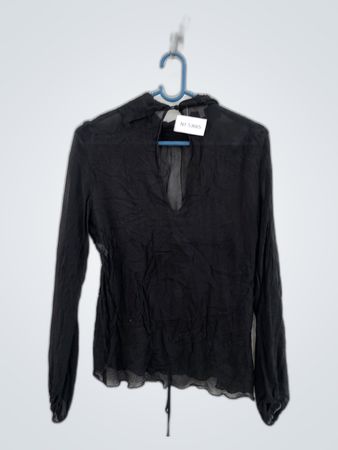 Black Sheer Long Sleeve Top