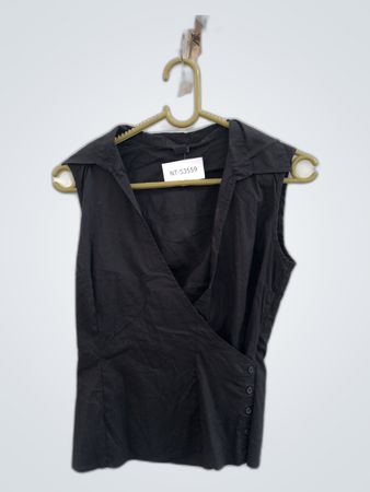 Black Cross-Wrap Sleeveless Top
