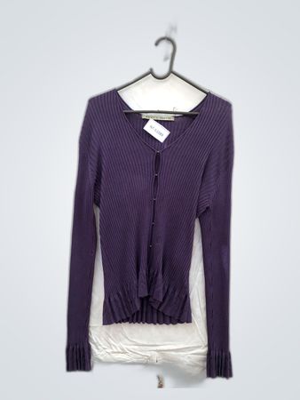 Purple Ribbed Long-Sleeve Top