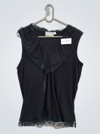 Black Blouse with Lace Trim