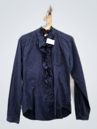 Blue Striped Ruffled Shirt