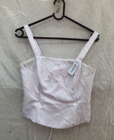 Party Line White Corset Top with Rhinestones