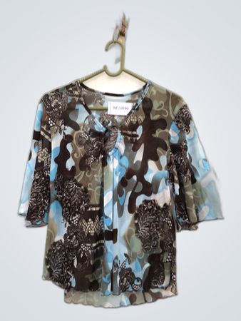 Blouse with Blue and Black Pattern