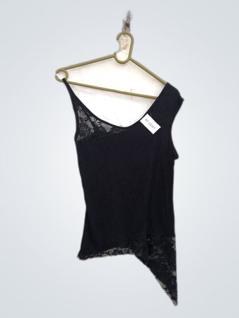 Black Lace Trim Tank Top