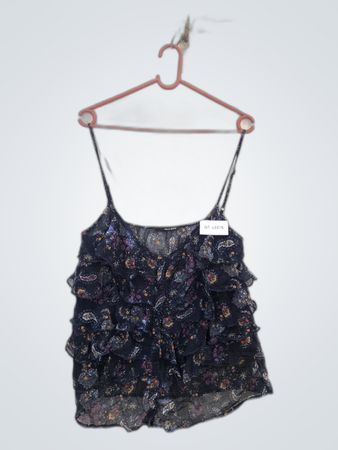 TALLY WEIJL Black Floral Ruffled Top