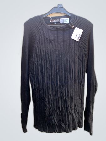 Black Ribbed Long-Sleeve Top