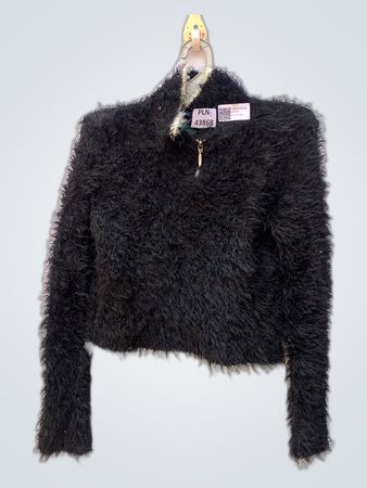 Black Fuzzy Cropped Sweater