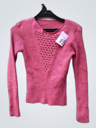 Pink Ribbed Knit Sweater