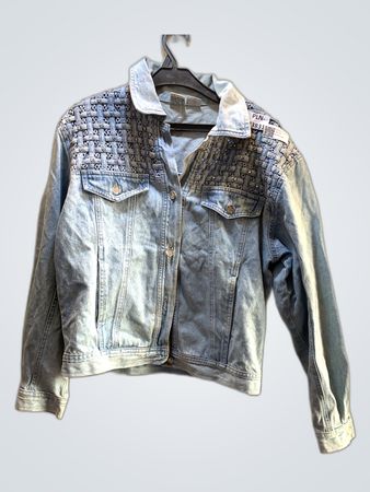 Light Blue Denim Jacket with Woven Details
