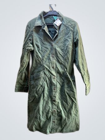 Green Long-Sleeve Shirt Dress