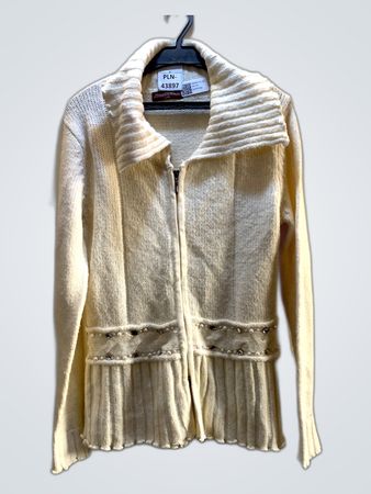 Cream Knit Peplum Jacket