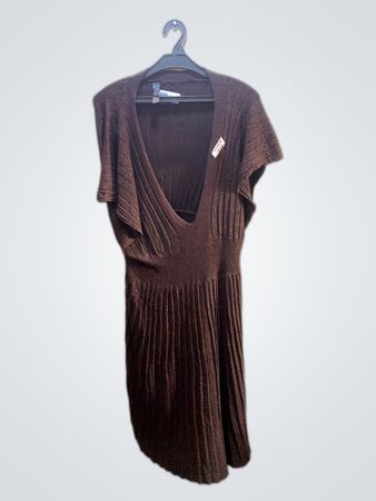 Brown Pleated Dress