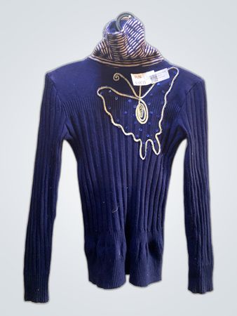Blue Embellished Sweater