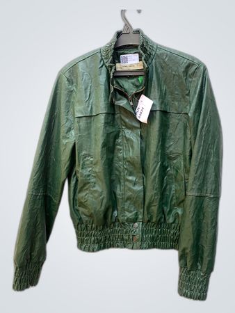 Zara Green Cropped Bomber Jacket
