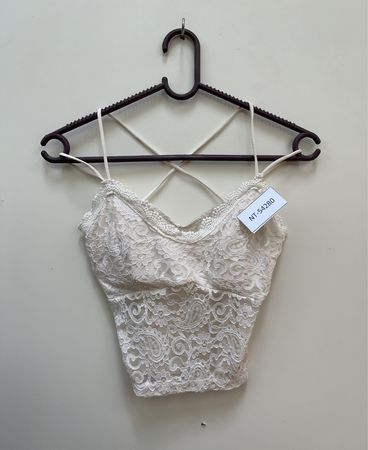 White Lace Cropped Top