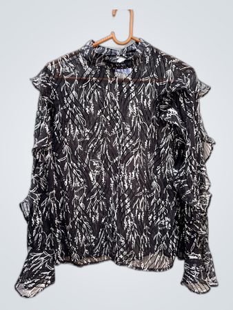 Black and White Floral Blouse