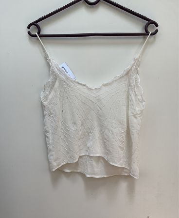 White Beaded Tank Top