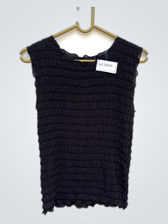 Black Ruffled Sleeveless Top