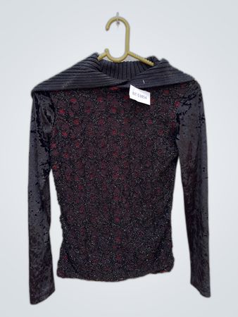 Black Lace Top with Red Accents