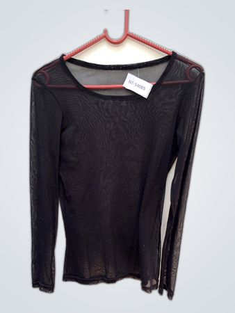 Black Sheer Long-Sleeve Top