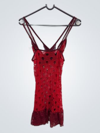 Red Lace Mesh Cami Top