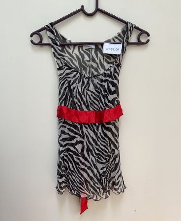 Zebra Print Dress with Red Belt