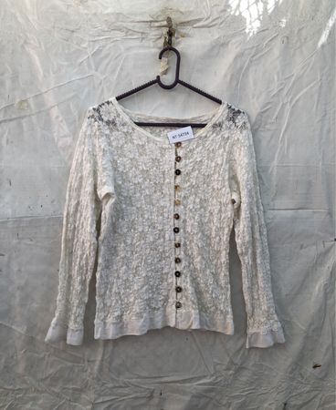 White Lace Blouse with Buttons