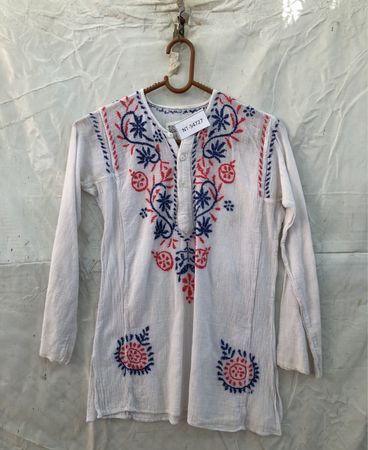 White Embroidered Long Sleeve Top