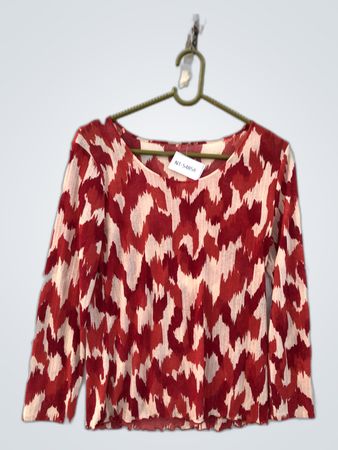 Unbranded Red and Cream Abstract Print Sheer Blouse