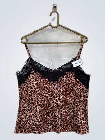 Leopard Print Cami with Lace Trim