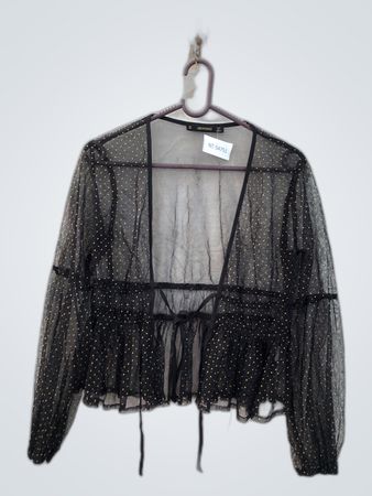 Hesperus Black Mesh Long Sleeve Cardigan