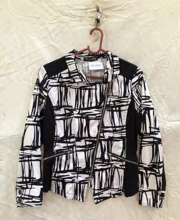 101 IDERS Black and White Abstract Zip-Up Jacket