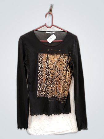 Burton Black Long-Sleeve Top with Leopard Print
