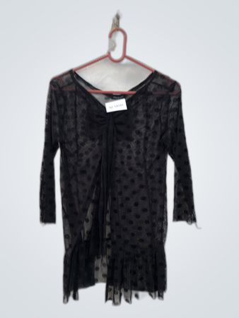 Black Sheer Polka Dot Top