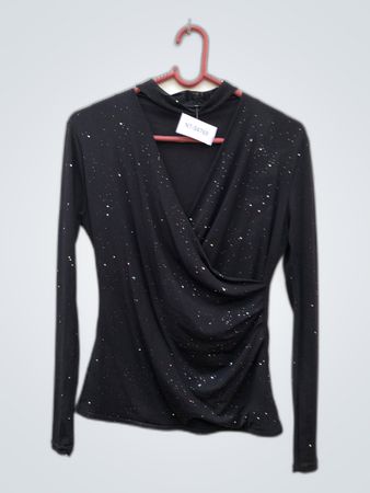 Black Long Sleeve Top with Glitter