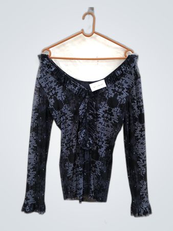 Black Floral Long-Sleeve Top