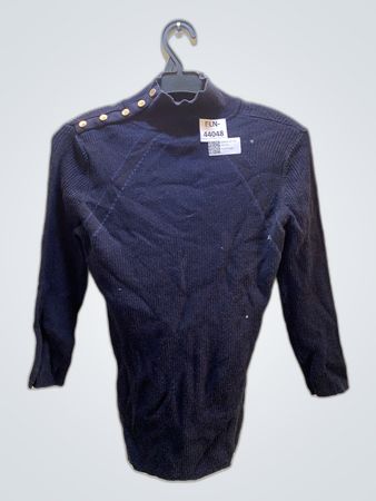 Navy Mock Neck Knit Top