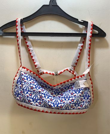 Blue Floral Pattern Bra